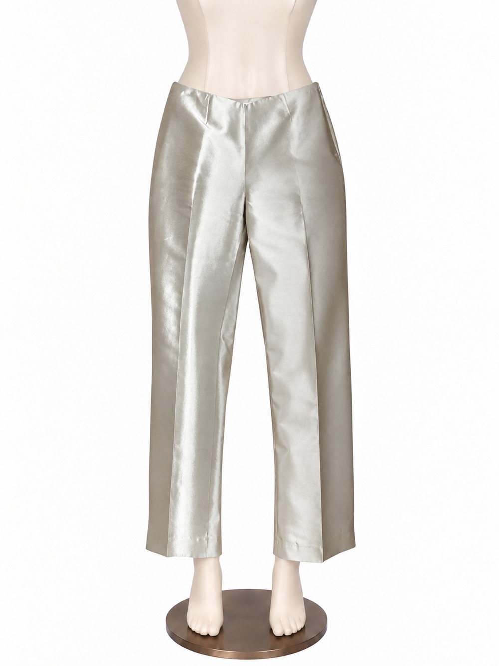 Reba Champagne Silk Wool Wide Leg Dress Pants - Size 4